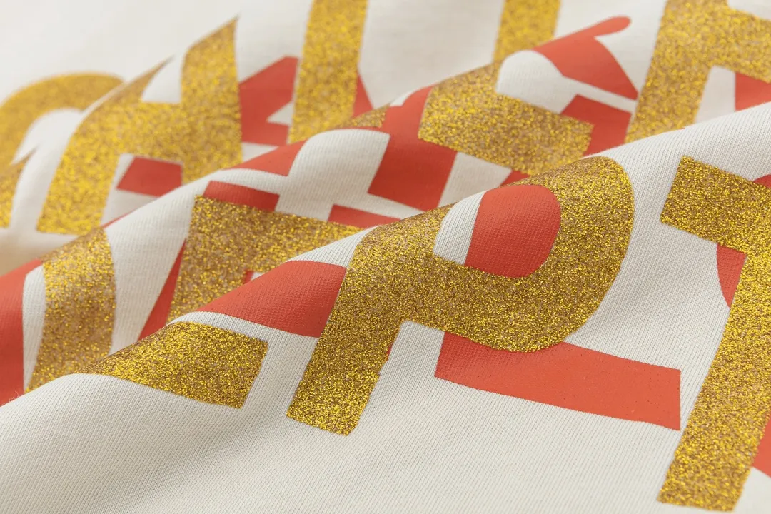 Model D109 Gallery dept European and American washed trendy brand printed high street T-shirts, same style for men and women, gilded letters on the back, after washing and shaping, it does not change shape and does not pill, comfortable and breathable, apricot S to XL, p106
